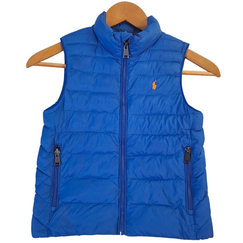 Polo Ralph Lauren Vest Youth 6 Blue Quilted Puffer Zip Front Lightweight Outdoor